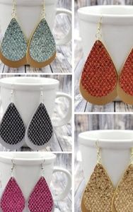 Leather/faux earrings, double layered